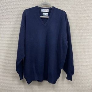 Castle Of Ireland Blue Knitwear V-Neck Sweater Men 48/XL Ireland 100% Lambs Wool